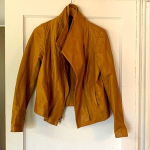 Vince cognac leather moto jacket.